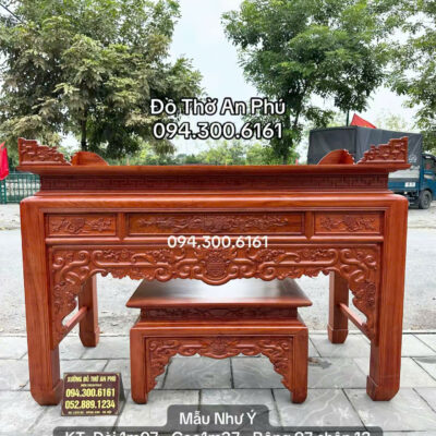 Án Gian Thờ Mẫu Như Ý chân 12 Gỗ Hương Đá