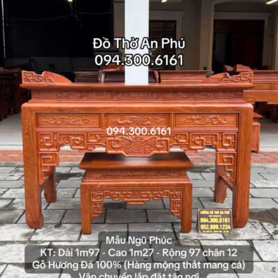 Án Gian Thờ Mẫu Ngũ Phúc chân 12 Gỗ Hương Đá