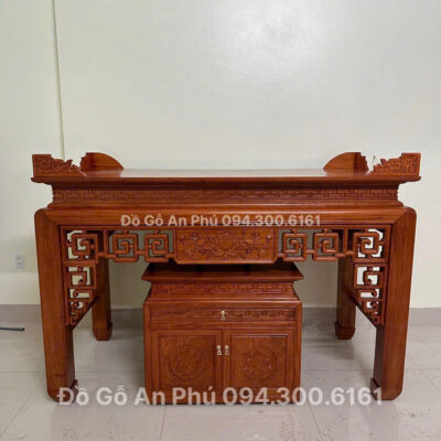 Án Gian Thờ Mẫu Sen Lọng Thủng chân 12 Gỗ Hương Đá