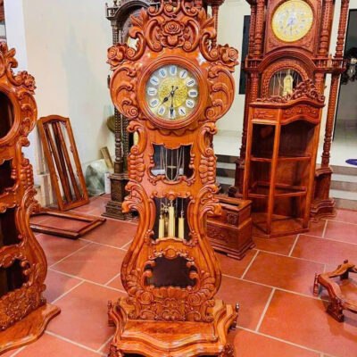 Đồng hồ mẫu cây đàn gỗ Hương đá cao 1m75