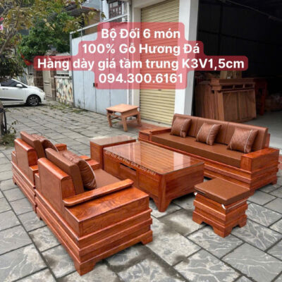 Sofa Đối Mẫu Chân Pháo Gỗ Hương Đá