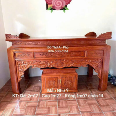 Án Gian Thờ Mẫu Như Ý chân 14 Gỗ Hương Đá
